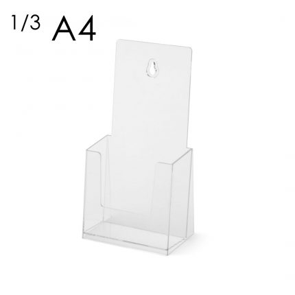 Porta depliant da banco/parete a tasche f.to 1/3 A4 verticale linea Scritto