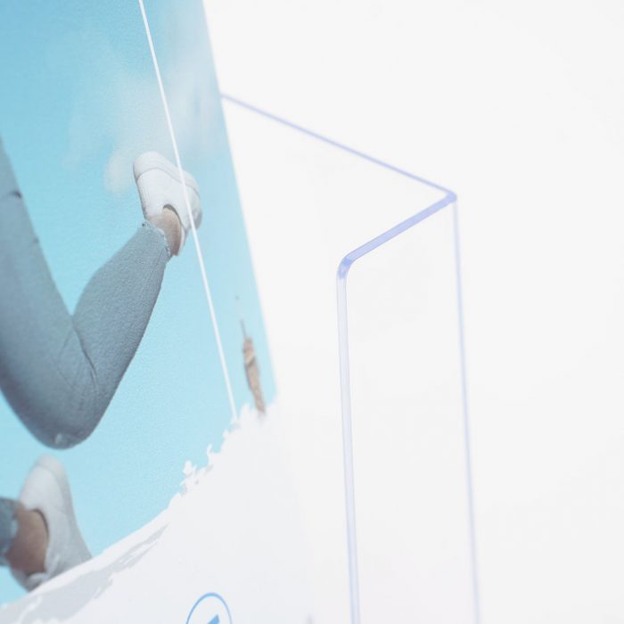 porta depliant in plexiglass da banco