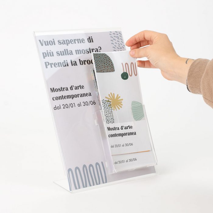 porta avvisi banco con tasca in acrilico trasparente da banco