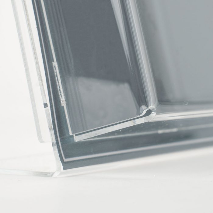 porta avvisi banco A4 in plexiglass trasparente con tasca