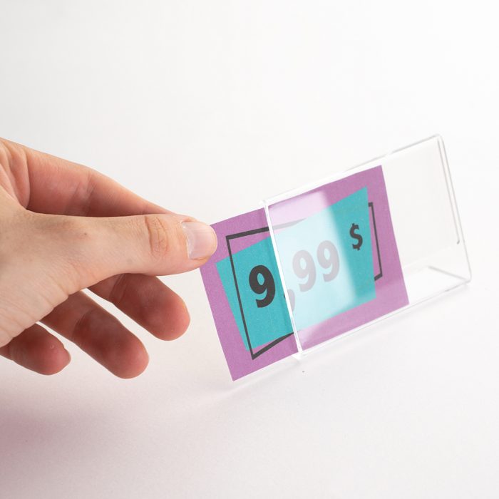 porta prezzo da tavolo in plexiglas