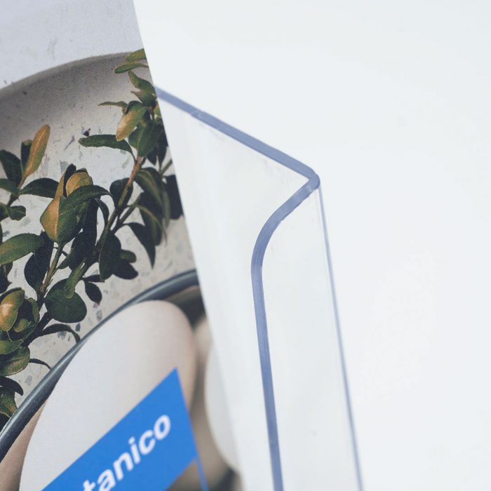 porta depliant 4 tasche plexiglass trasparente da banco