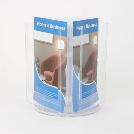 porta deplian girevole 3 tasche in plexiglass da banco
