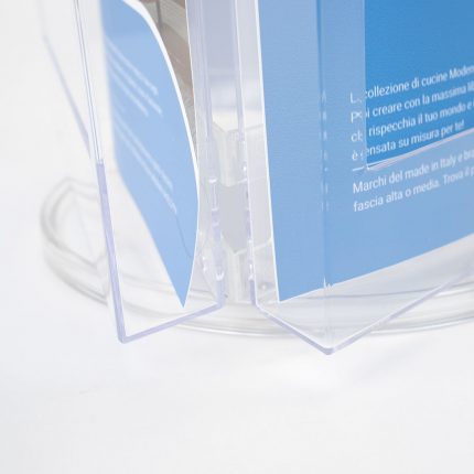 porta deplian girevole in plexiglass da banco
