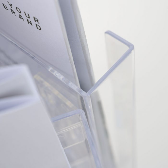 porta deplian girevole in plexiglass trasparente da banco