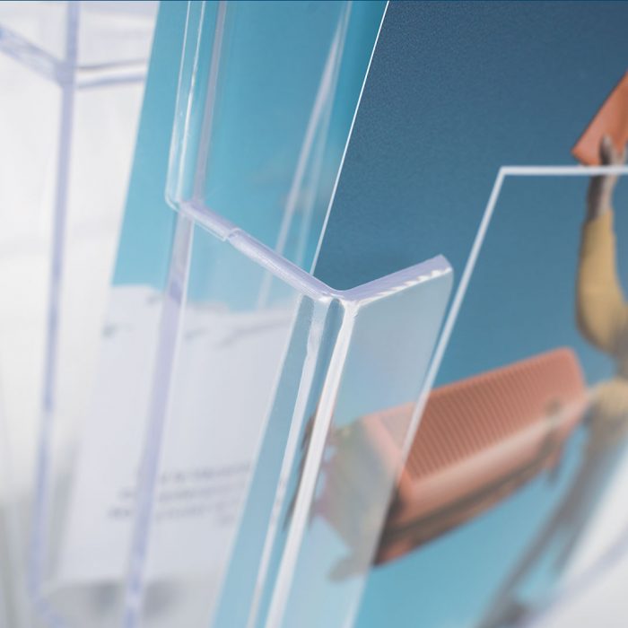porta deplian girevole in plexiglass da banco 12 tasche
