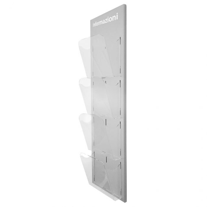 Espositore porta depliant da parete in metallo verniciato con tasche A4 verticale - immagine 8