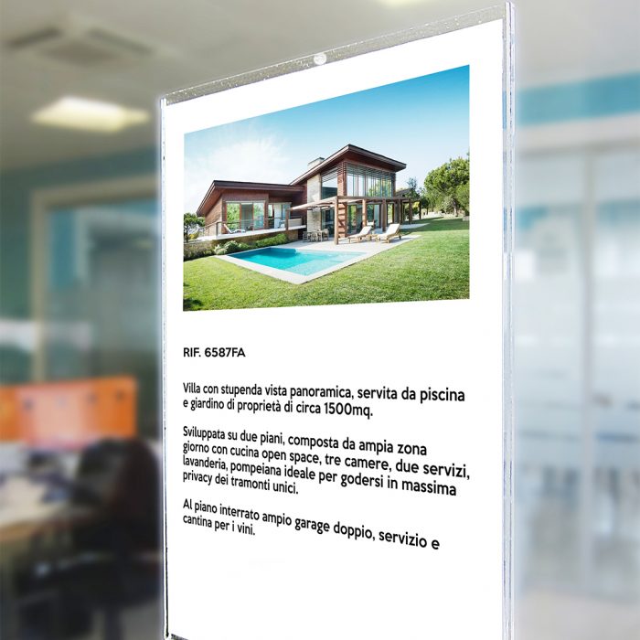Portavvisi da vetro in acrilico f.to 50x70 verticale con biadesivi - immagine 8