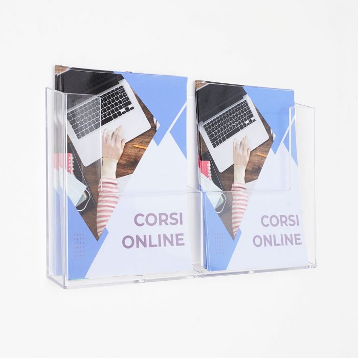 Porta depliant da parete a 2 tasche affiancate - immagine 1