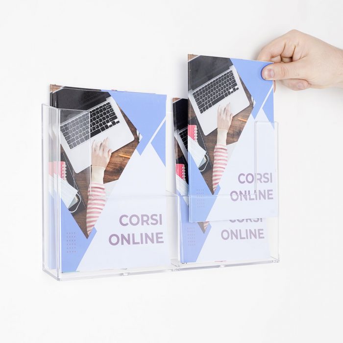 Porta depliant da parete a 2 tasche affiancate - immagine 3