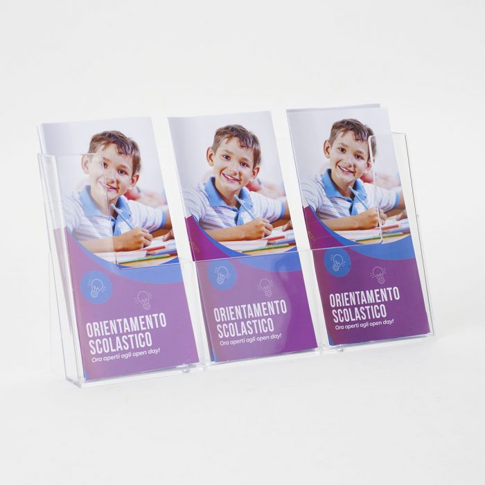 Porta depliant  da parete a 3 tasche f.to 1/3 A4 verticale affiancate - immagine 9