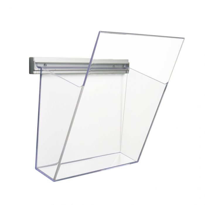 Porta depliant da parete con barra lunghezza 25cm e 1 tasca f.to A4 verticale - immagine 3