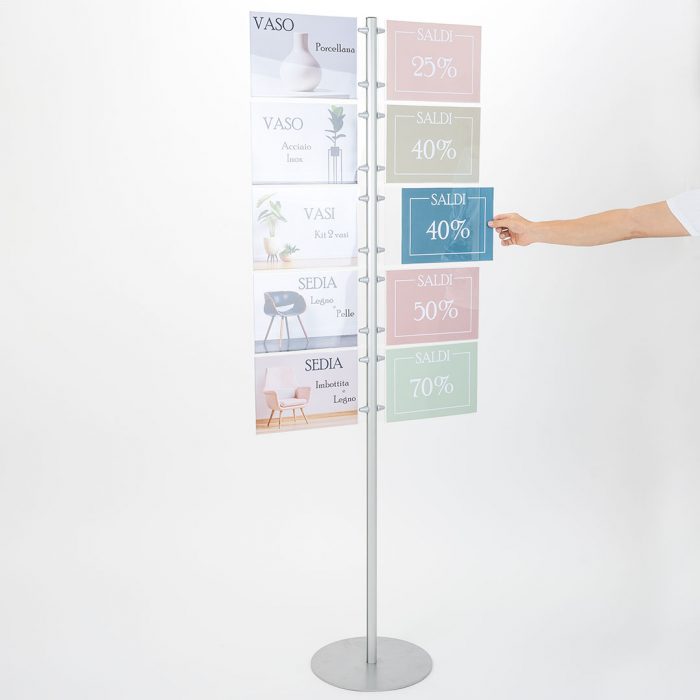 espositori porta avvisi dieci tasche in plexiglass trasparente
