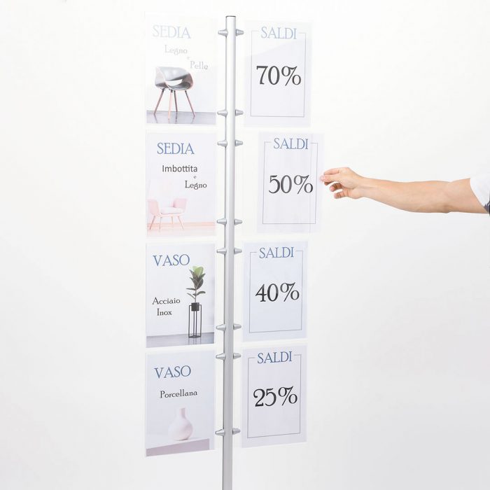 espositore porta avvisi verticale in plexiglass tasca A4  da terra