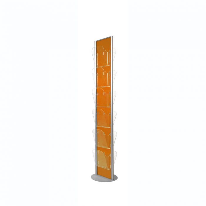 Espositore porta depliant bifacciale con 12 tasche f.to A4 verticale con divisorio rimovibile