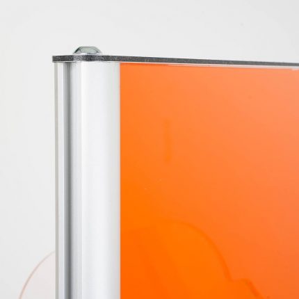 espositore girevole colorato con porta depliant bifacciale tappo