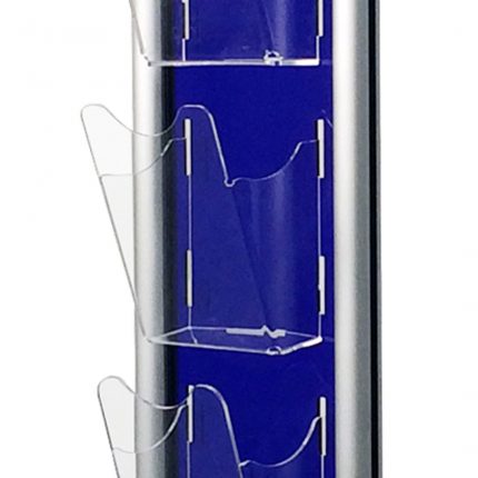 espositore blu trasparente tasca