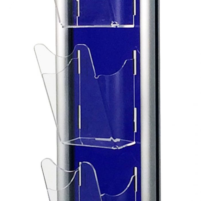 espositore blu trasparente tasca