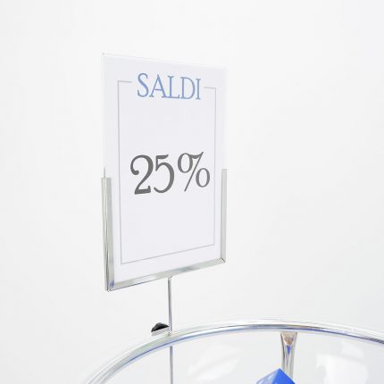 bancarella mezza sfera plexiglass con porta avvisi