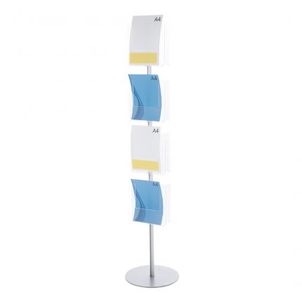 Espositore porta depliant autoportante bifacciale con 8 tasche