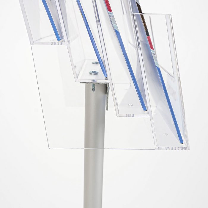 porta depliant autoportante acrilico trasparente 4 tasche a5