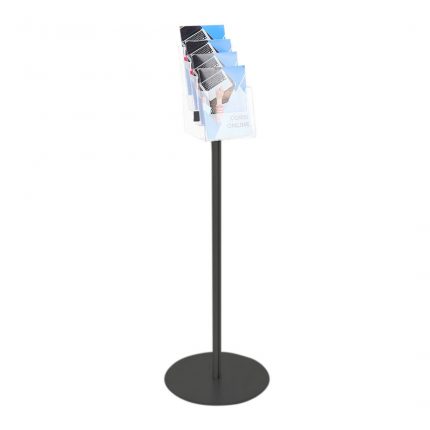 Porta depliant autoportante con 4 tasche f.to A5 verticale