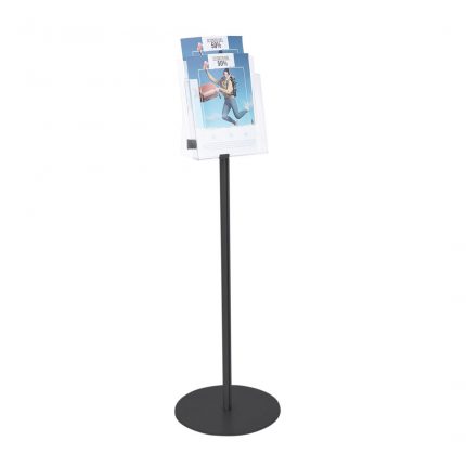 Porta depliant autoportante con 2 tasche f.to A4 verticale