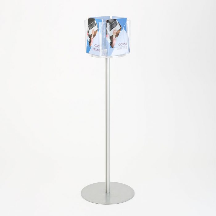 porta depliant girevole in plexiglass 4 tasche A5