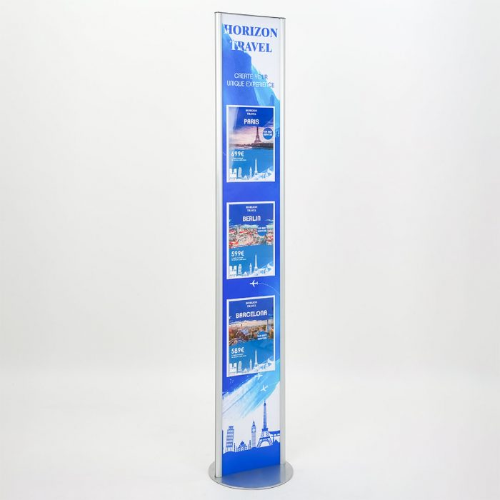 totem espositivo con grafica personalizzata da terra A4