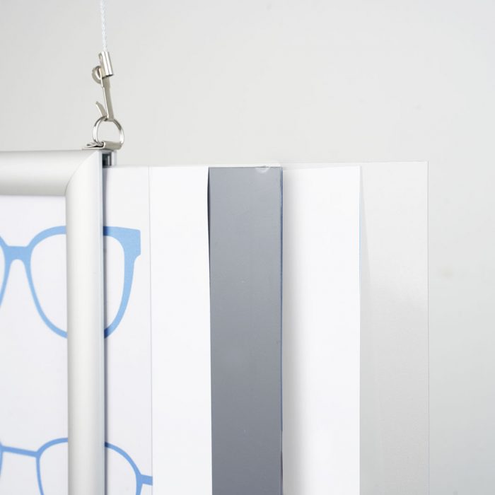 Cornice bifacciale a sosensione con ganci per cavetti - immagine 5