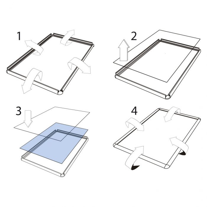 Cornice a scatto con profili frame 25 mm, angoli tondi e PVC frontale anti-riflesso - immagine 3