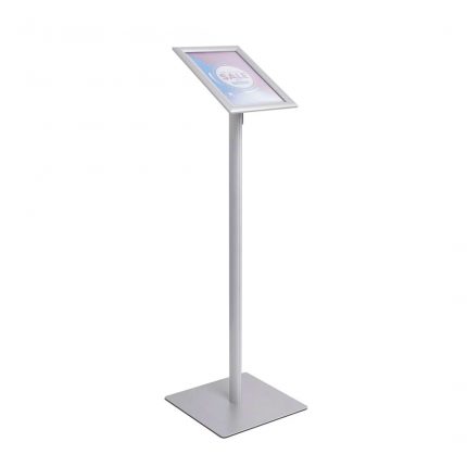 Leggio con cornice orientabile con angoli vivi e base quadrata in metallo