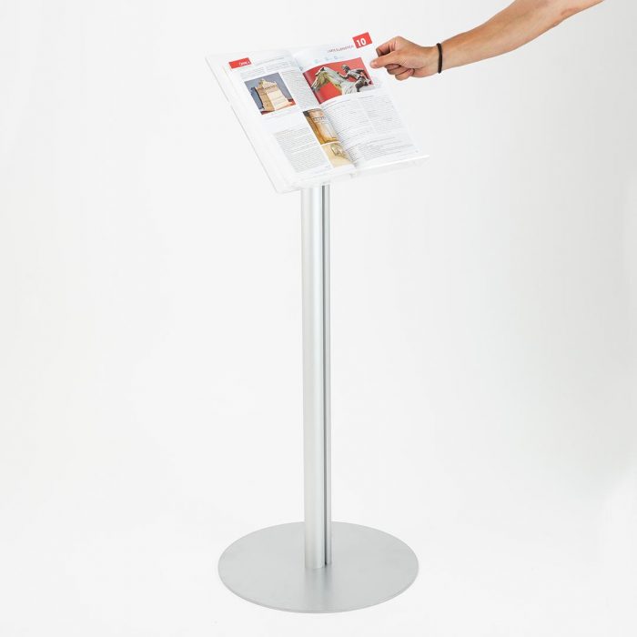 Leggio in metallo f.to A3 orizzontale con montante in alluminio ovale 70x45mm - immagine 2