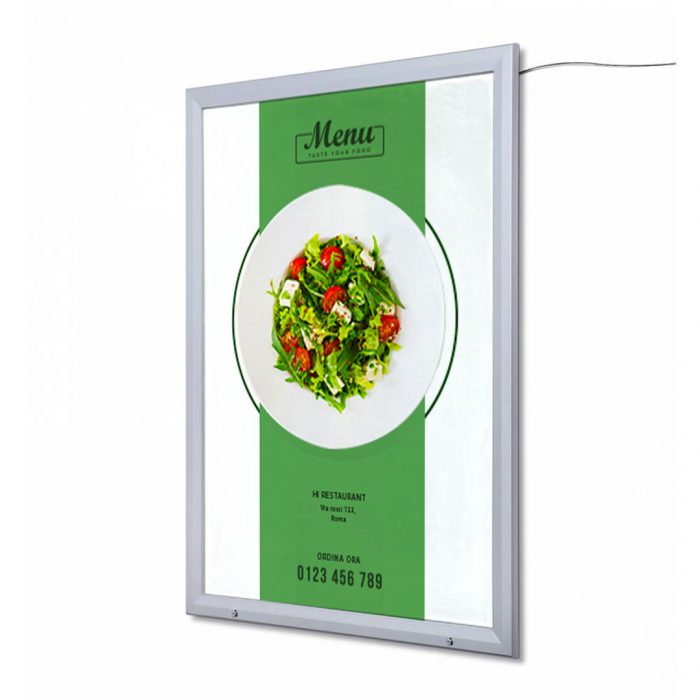 Bacheca porta poster certificata per esterni con fondo retroilluminato a LED e apertura a ribalta  - F.to 100x140cm - immagine 1