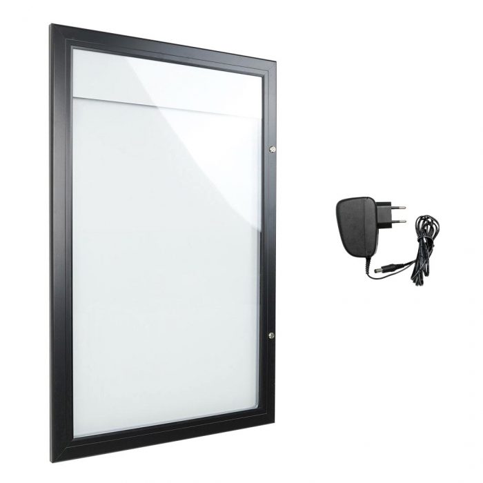 Bacheca per esterni con illuminazione a LED, apertura a libro e pannello removibile per logo - F.to 4xA4 - immagine 5