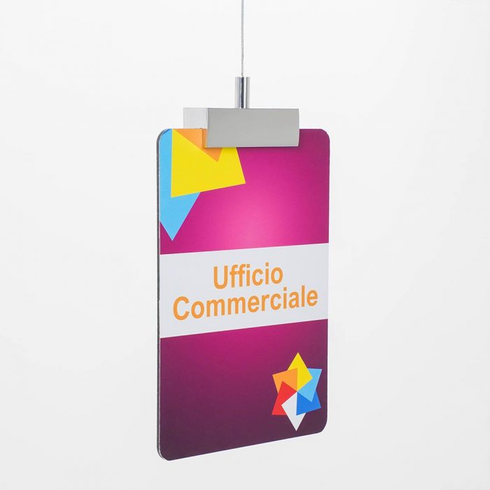 Distanziale Clamper 80mm da soffito in finitura cromo lucido con cavetto 1,5mt - immagine 2