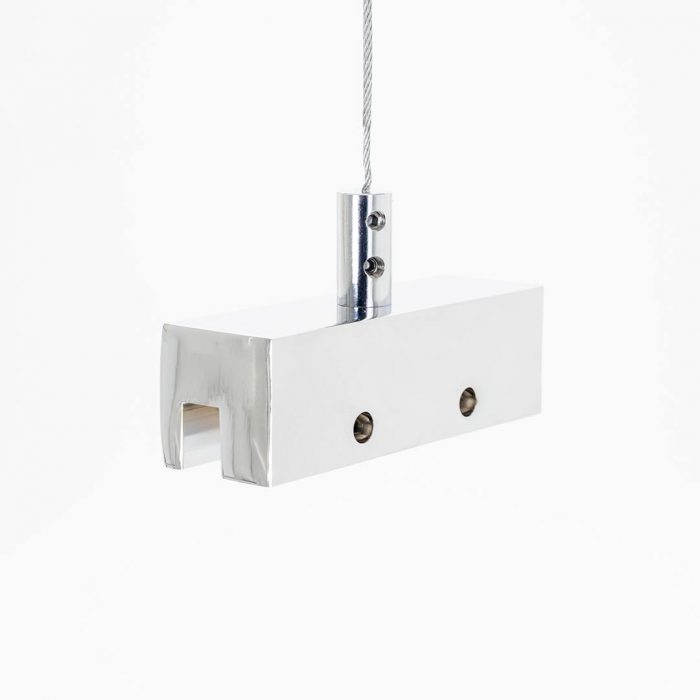 Distanziale Clamper 80mm da soffito in finitura cromo lucido con cavetto 1,5mt - immagine 5