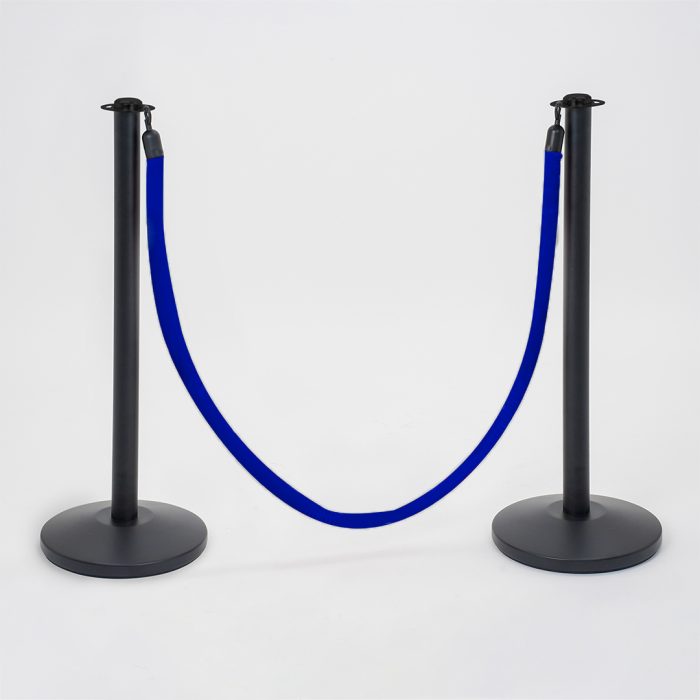 Cordine in velluto lunghezza 2 metri blu con morsetti neri - immagine 3