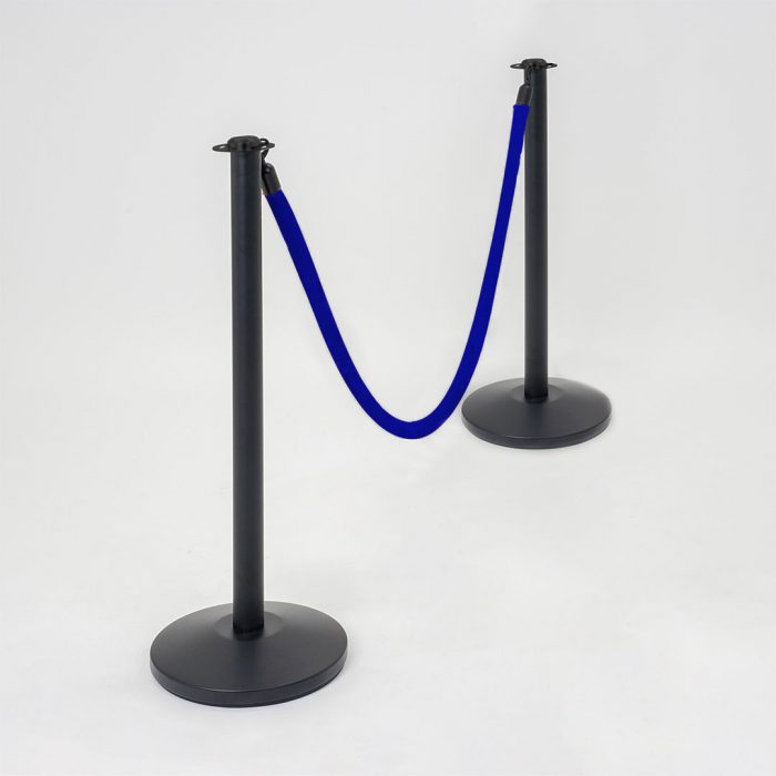 Cordine in velluto lunghezza 2 metri blu con morsetti neri - immagine 4