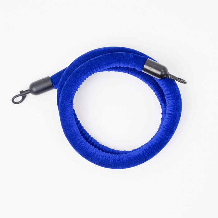 Cordine in velluto lunghezza 2 metri blu con morsetti neri - immagine 5