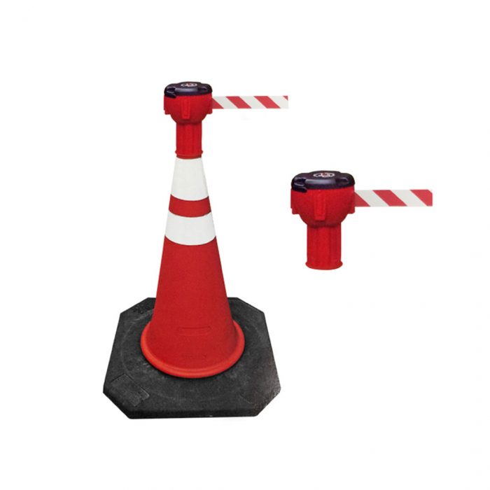 Aggancio per cono in ABS rosso con nastro lunghezza 10 metri bianco/rosso - immagine 2