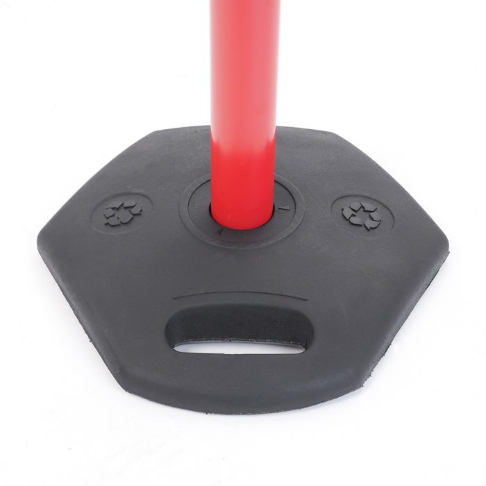 Colonnina in PVC rosso con base in plastica nera e nastro 3,5 metri bianco/rosso - immagine 2