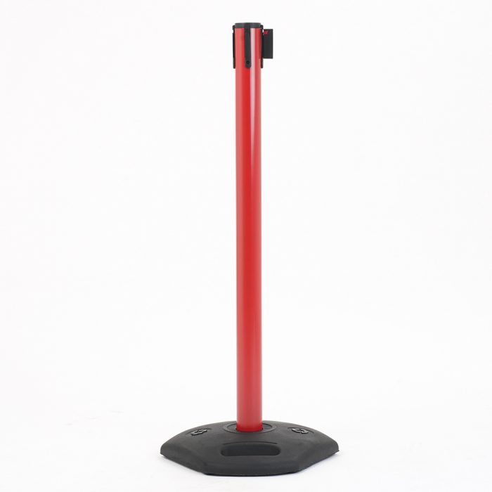Colonnina in PVC rosso con base in plastica nera e nastro 3,5 metri bianco/rosso - immagine 5