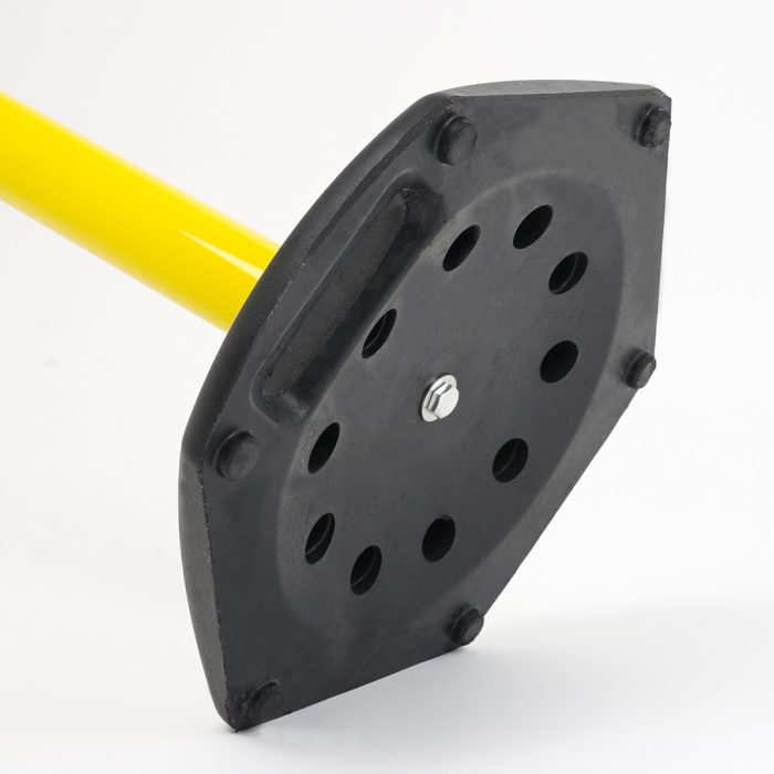 Colonnina in PVC giallo con base in plastica nera e nastro 3,5 metri giallo/nero - immagine 2