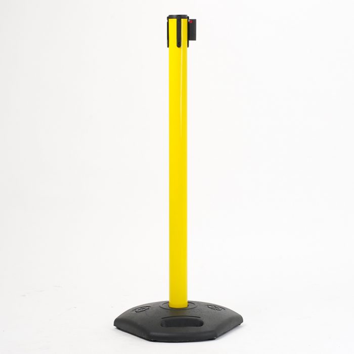 Colonnina in PVC giallo con base in plastica nera e nastro 3,5 metri giallo/nero - immagine 6