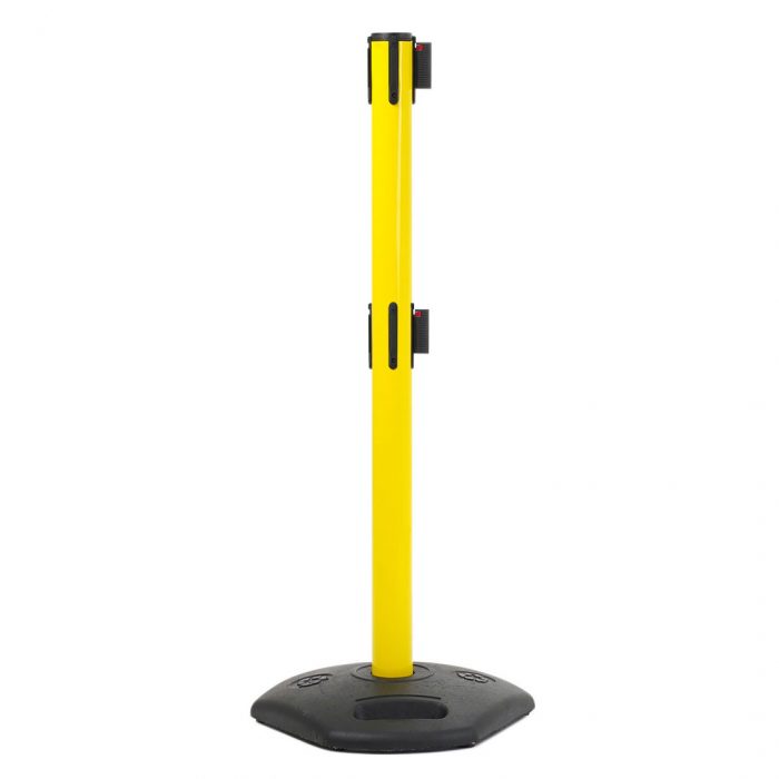 Colonnina in PVC giallo con base in plastica nera e doppio nastro 3,5 metri giallo/nero - immagine 4