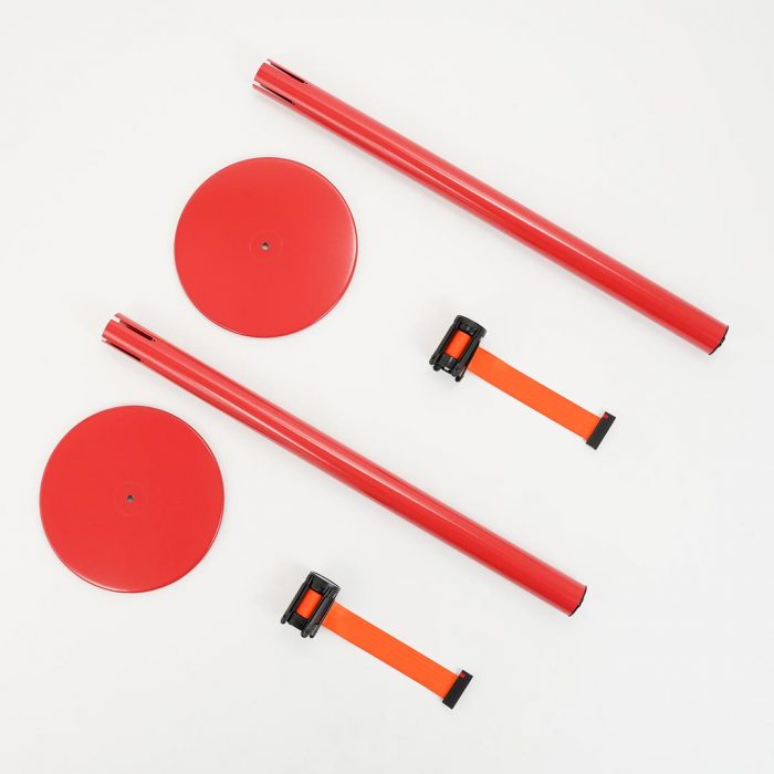 Colonnina Tendilinea 15kg base piatta, finitura rosso e nastro 3 metri - immagine 8