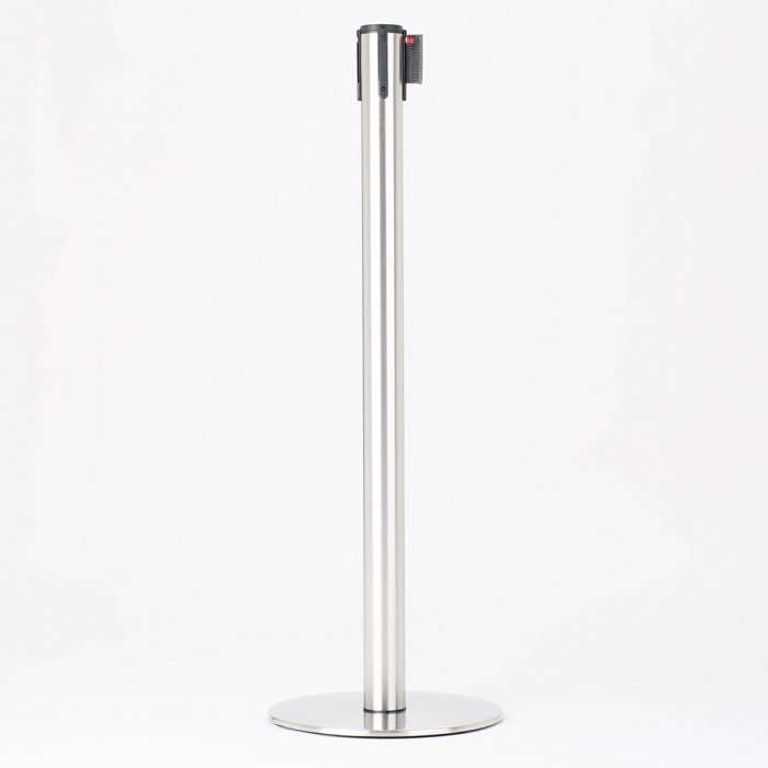 Colonnina Tendilinea 15kg base piatta, finitura acciaio lucido e nastro 3 metri - immagine 4