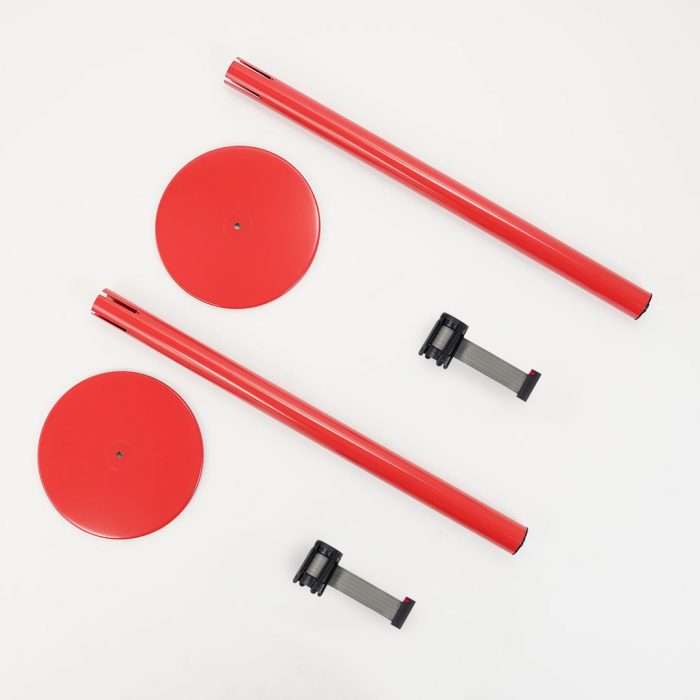 Colonnina Tendilinea 15kg base piatta, finitura rosso e nastro 3 metri - immagine 4