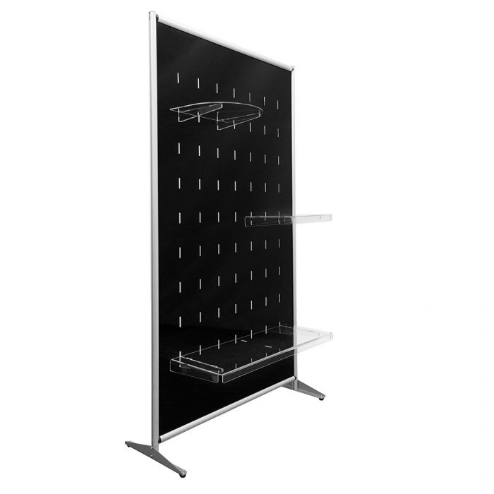 Ripiano sagomato a mezzaluna dimensioni 36x31cm in acrilico bisatinato con staffe di fissaggio trasparenti - immagine 2